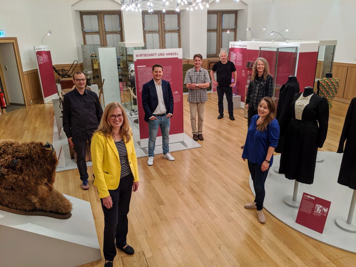 Das Projektteam vom Kreismuseum (v.l.n.r.): Museumsleiterin Kirsten John-Stucke, Erick Beck, Christopher Horstmann, Reinhard Fromme, Markus Moors, Jörg Piron und Cathrin Tegethoff.